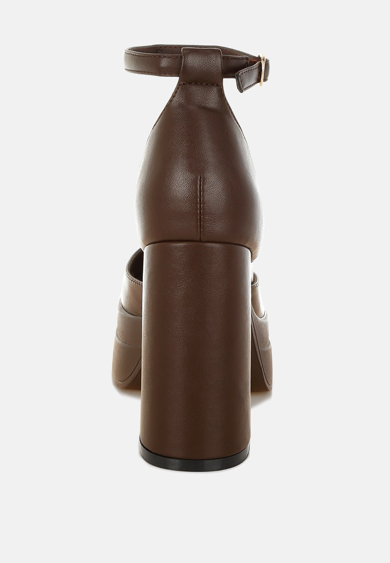 Araminta Chunky Square Toe Buckled Heels